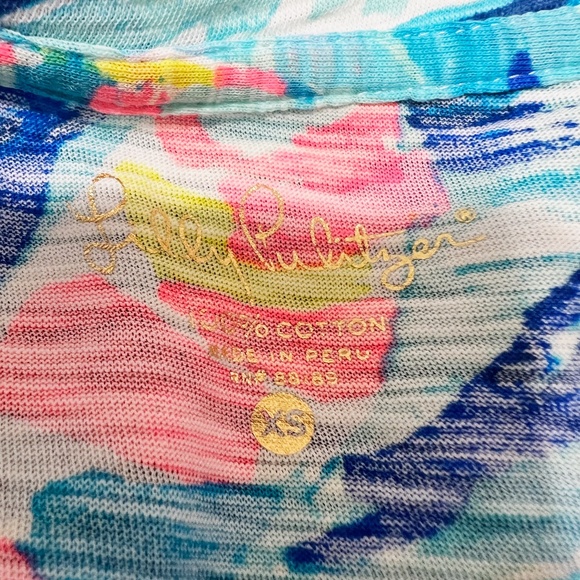 Lilly Pulitzer Jennifer Long Sleeve Tee Shirt Sparkling Blue Hey Bay Bay Print - Picture 2 of 3